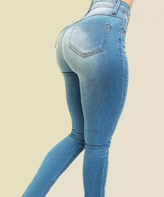 Curve Shaping Skinny Jeans in Sky Blue — VerolynBoutique