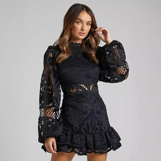 Verolyn - Stand Collar Mini Dress