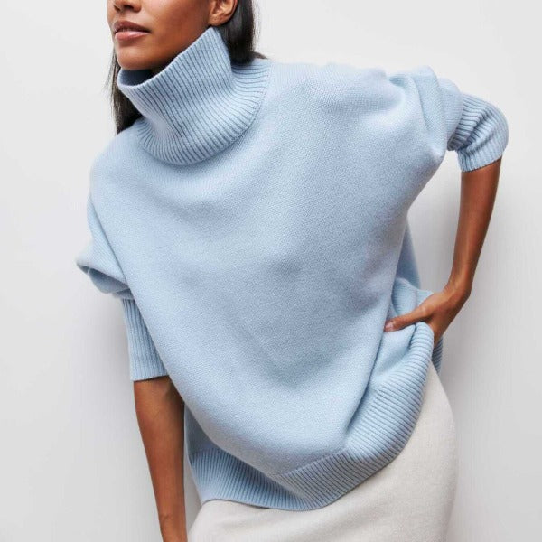 Oversized Soft Turtleneck Jumper in Blue — VerolynBoutique