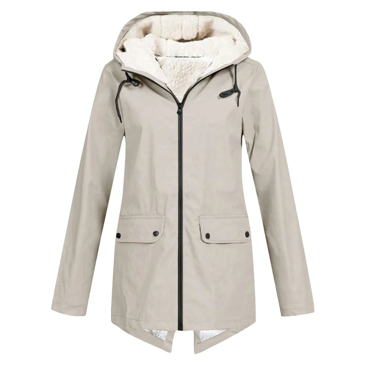 Hooded Waterproof Rain Jacket in Beige — VerolynBoutique