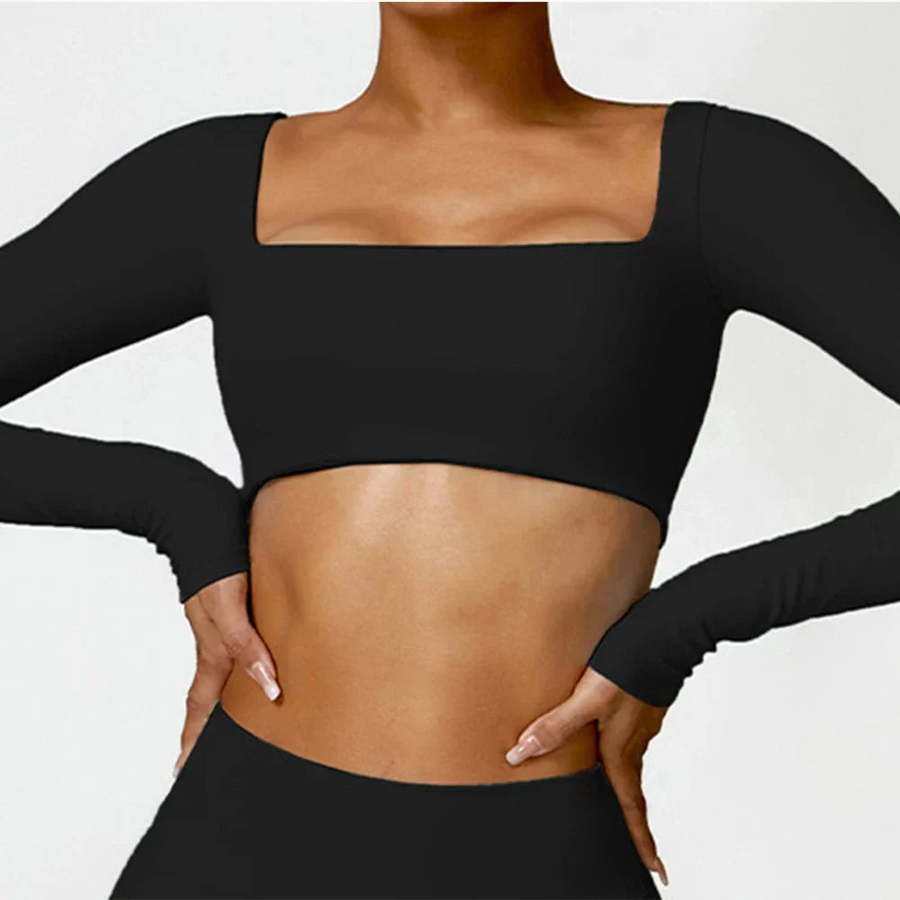 Square Neck Seamless Active Set in Black — VerolynBoutique