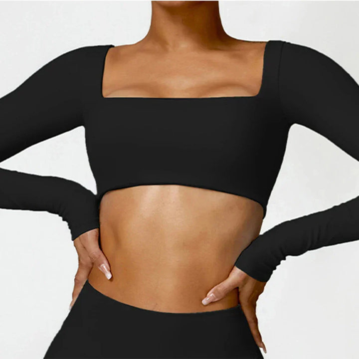 Square Neck Seamless Active Set in Black — VerolynBoutique