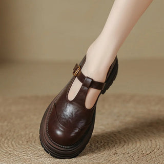 Chunky Sole T-Bar Shoes in Brown — VerolynBoutique
