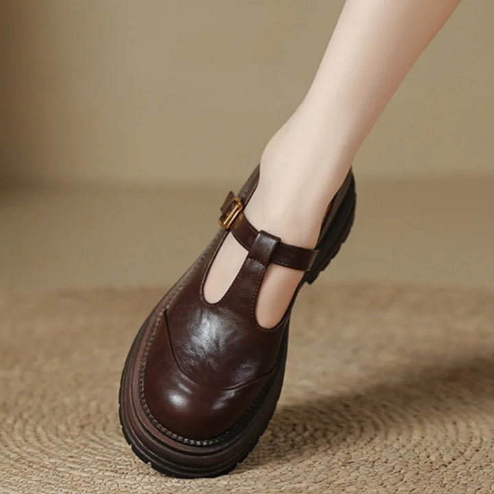 Chunky Sole T-Bar Shoes in Brown — VerolynBoutique