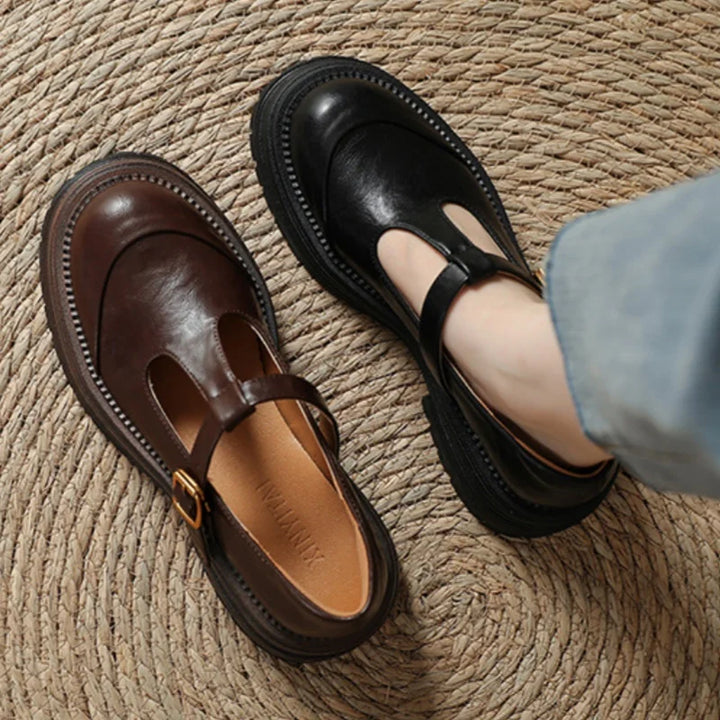 Chunky Sole T-Bar Shoes in Brown — VerolynBoutique