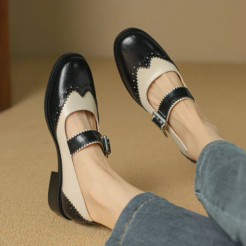 Scalloped Wingtip Mary Janes in Black — VerolynBoutique