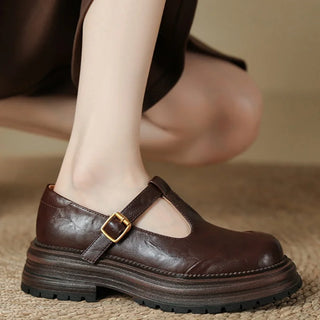 Chunky Sole T-Bar Shoes in Brown — VerolynBoutique