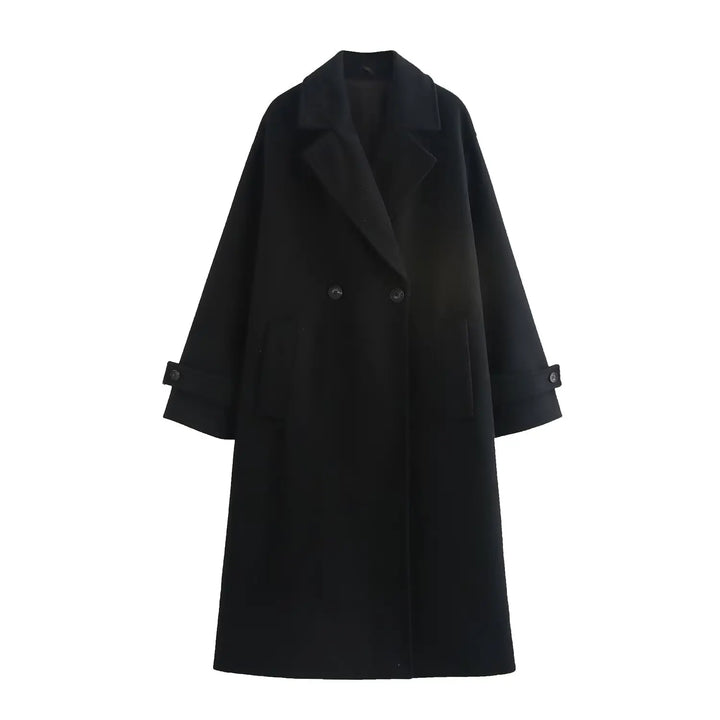 Longline Draped Collar Coat in Black — VerolynBoutique