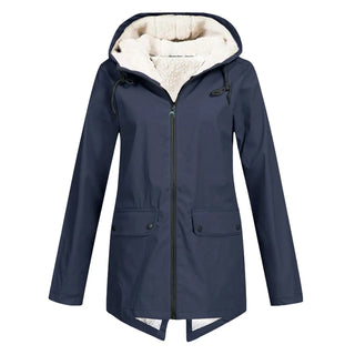 Hooded Waterproof Rain Jacket in Navy — VerolynBoutique