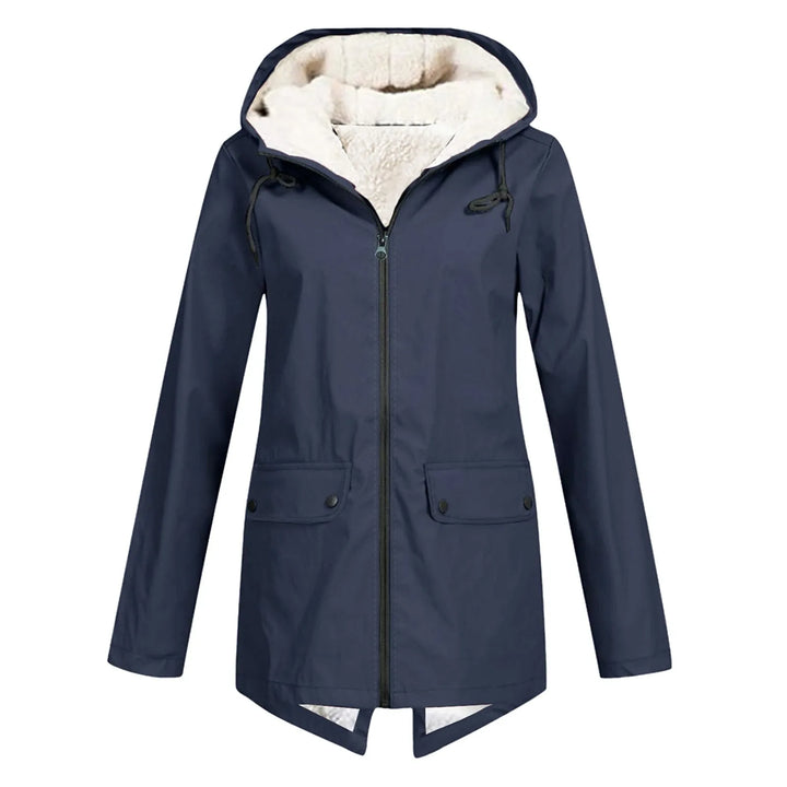 Hooded Waterproof Rain Jacket in Navy — VerolynBoutique