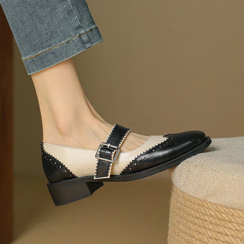 Scalloped Wingtip Mary Janes in Black — VerolynBoutique