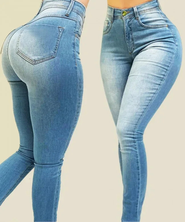 Curve Shaping Skinny Jeans in Sky Blue — VerolynBoutique