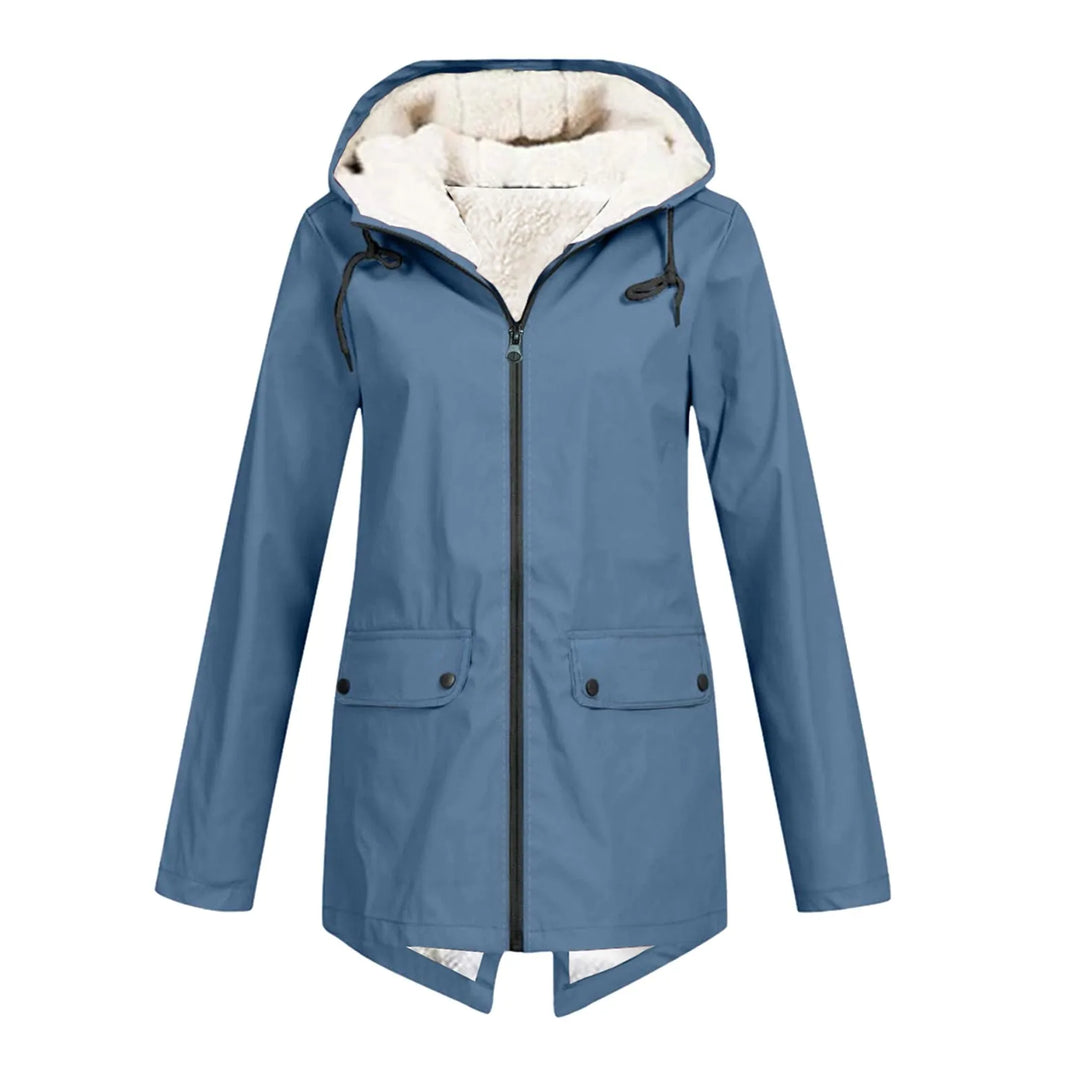 Hooded Waterproof Rain Jacket in Blue — VerolynBoutique