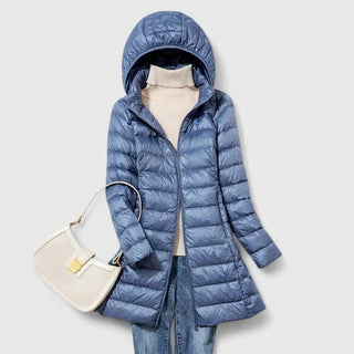 Ultralight Long Down Jacket in Blue — VerolynBoutique