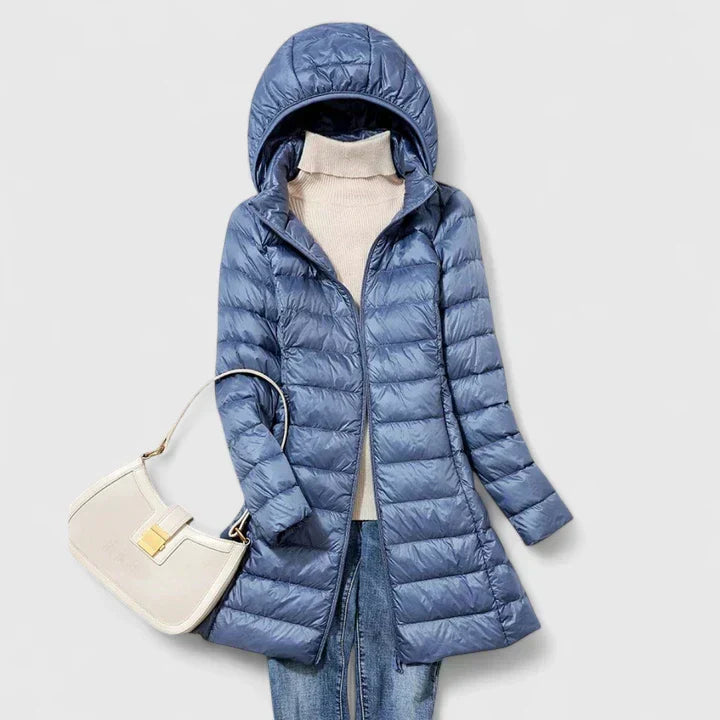 Ultralight Long Down Jacket in Blue — VerolynBoutique