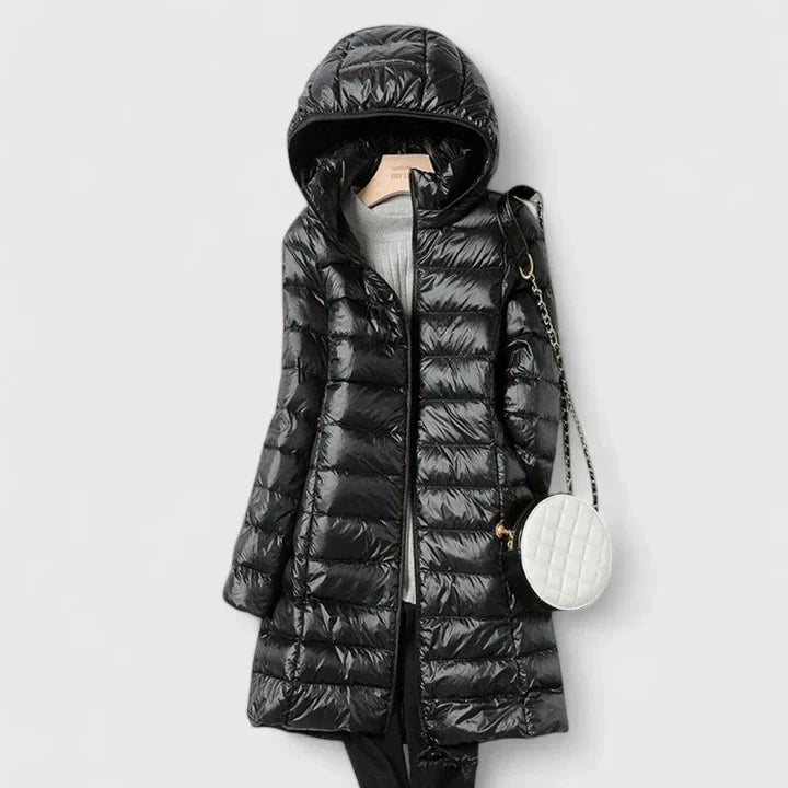 Ultralight Long Down Jacket in Black — VerolynBoutique
