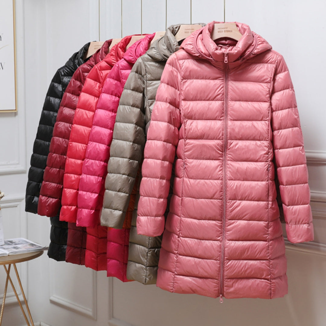 Ultralight Long Down Jacket in Khaki — VerolynBoutique