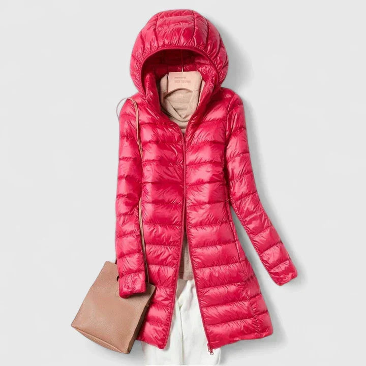 Ultralight Long Down Jacket in Fuchsia — VerolynBoutique
