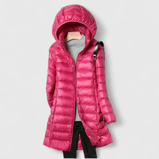 Ultralight Long Down Jacket in Burgundy — VerolynBoutique