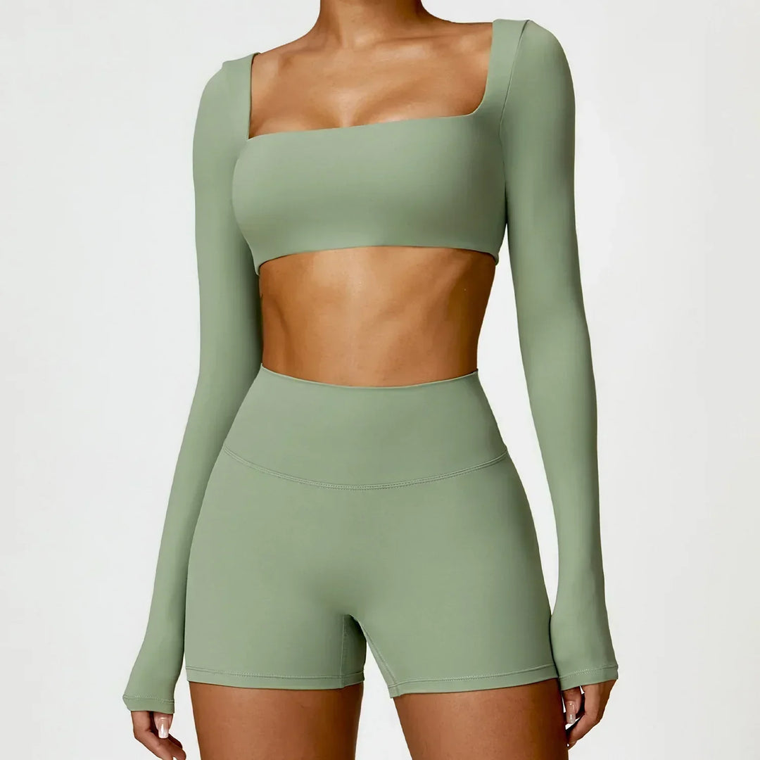 Square Neck Seamless Active Set in Camel — VerolynBoutique