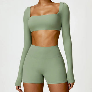Square Neck Seamless Active Set in Camel — VerolynBoutique