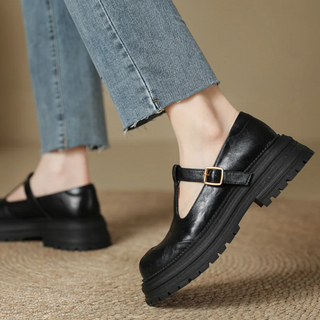 Chunky Sole T-Bar Shoes in Brown — VerolynBoutique