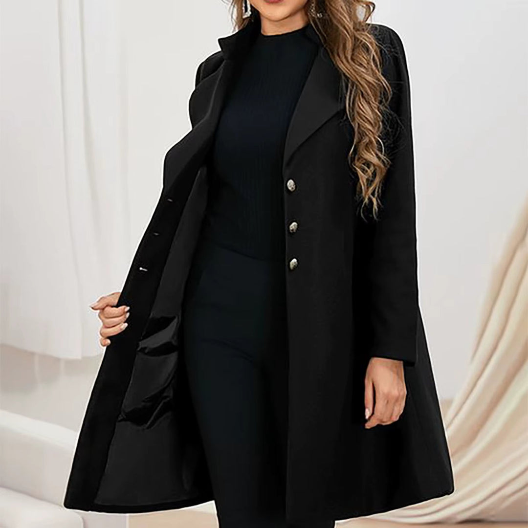 Fitted Notch Lapel Coat in Black — VerolynBoutique