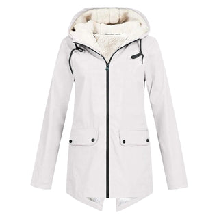 Hooded Waterproof Rain Jacket in White — VerolynBoutique
