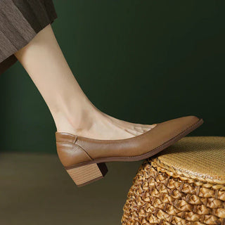Pointed Toe Slip-On Heels in Apricot — VerolynBoutique