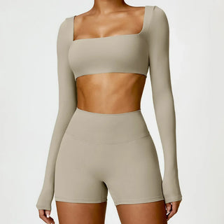 Square Neck Seamless Active Set in Camel — VerolynBoutique