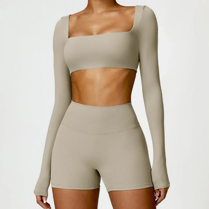Square Neck Seamless Active Set in Camel — VerolynBoutique