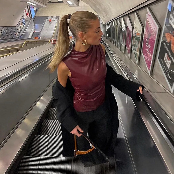 Verolyn - Faux Leather Top