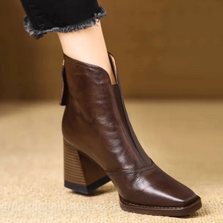 Slip-On Square Toe Ankle Boots in Brown — VerolynBoutique