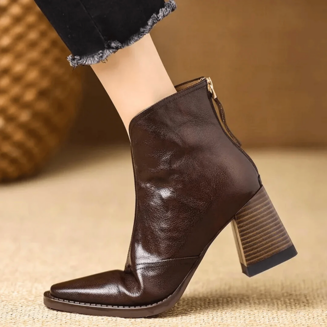 Slip-On Square Toe Ankle Boots in Brown — VerolynBoutique