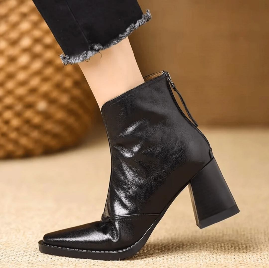 Slip-On Square Toe Ankle Boots in Brown — VerolynBoutique