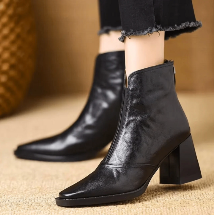 Slip-On Square Toe Ankle Boots in Brown — VerolynBoutique