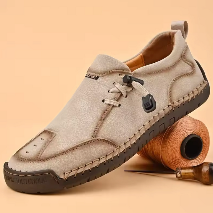 Soft Vegan Leather Walking Shoes in Beige — VerolynBoutique