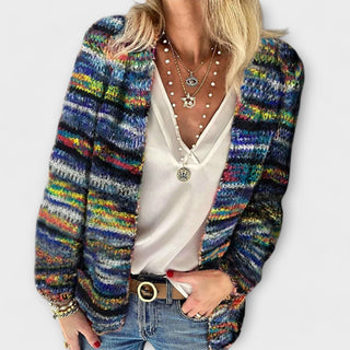 Space-Dye Stripe Cardigan in Blue — VerolynBoutique