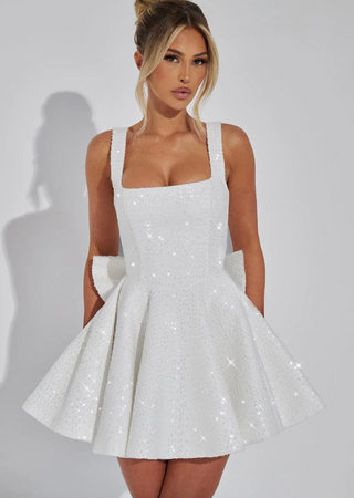 Verolyn - Sparkle Bow Mini Dress