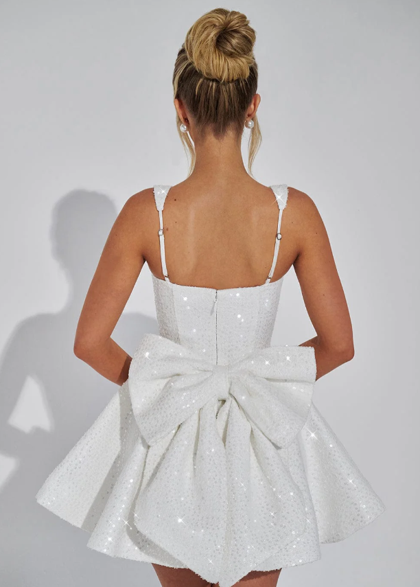 Verolyn - Sparkle Bow Mini Dress