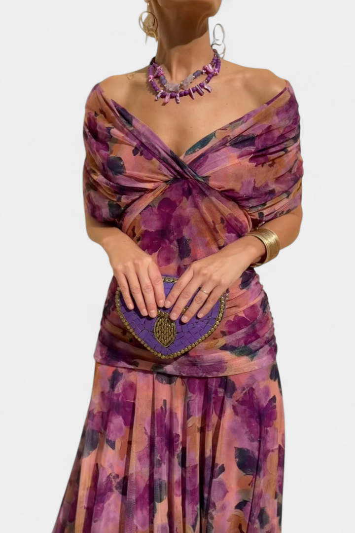 Verolyn - Flowing Floral V-Neck Dress