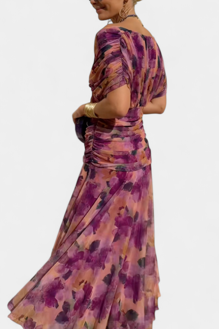 Verolyn - Flowing Floral V-Neck Dress