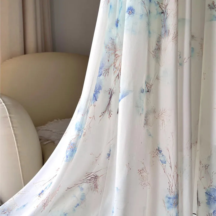 Sheer Sleeve Floral Maxi Dress in Blue Floral — VerolynBoutique
