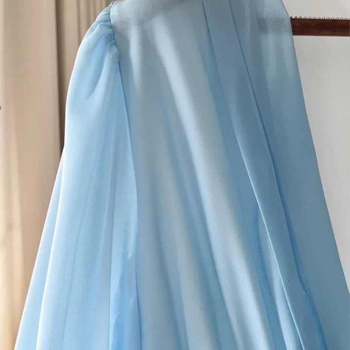 Sheer Sleeve Floral Maxi Dress in Blue Floral — VerolynBoutique