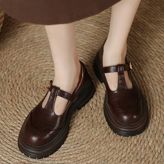 Chunky Sole T-Bar Shoes in Brown — VerolynBoutique