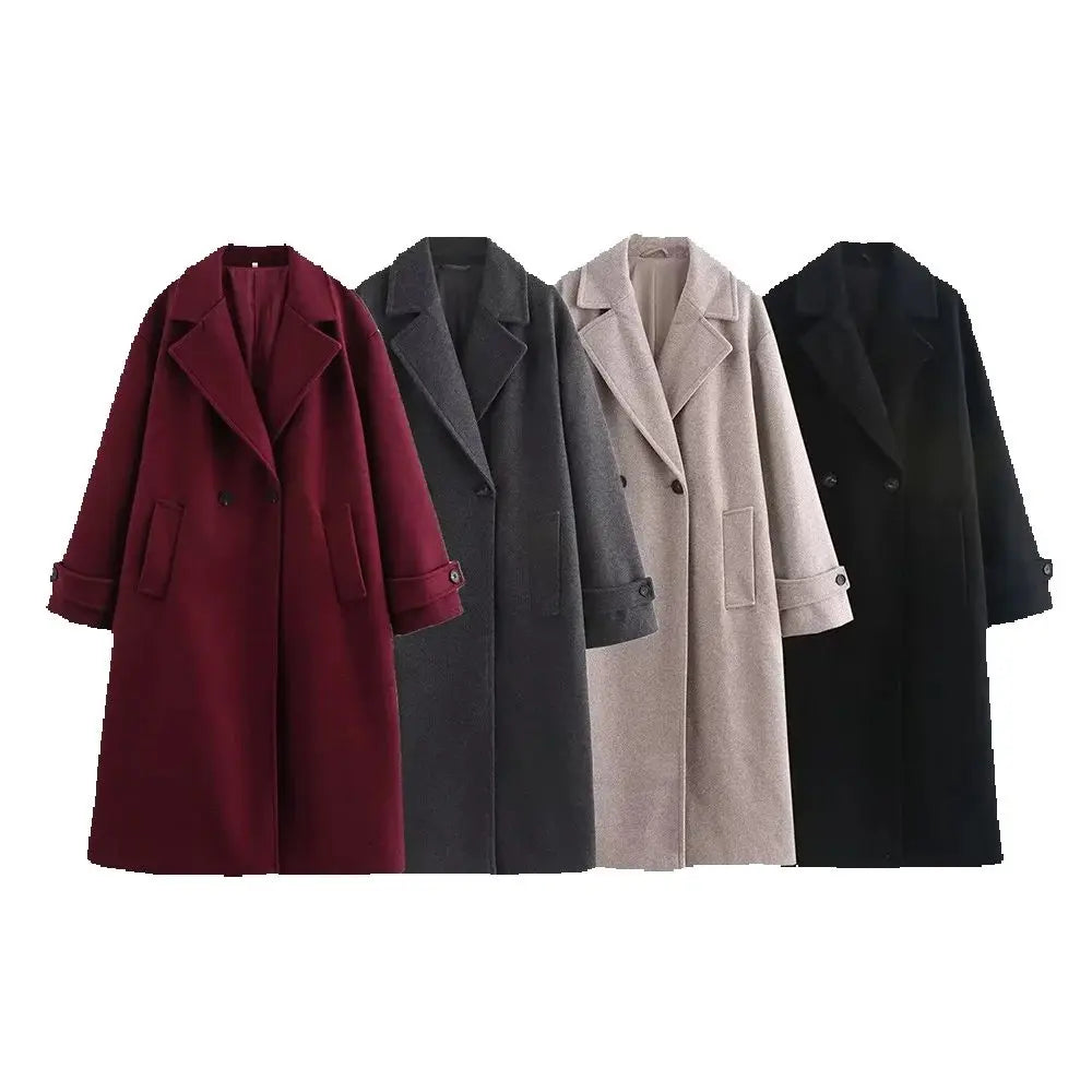 Longline Draped Collar Coat in Charcoal — VerolynBoutique