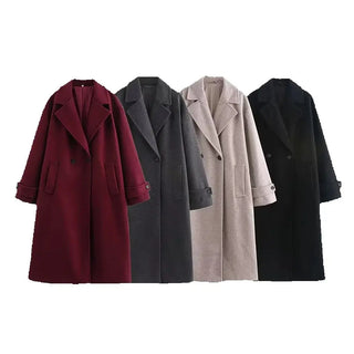 Longline Draped Collar Coat in Charcoal — VerolynBoutique
