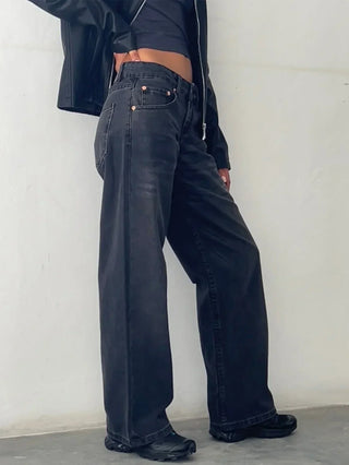 Vintage Wash Baggy Jeans in Charcoal — VerolynBoutique