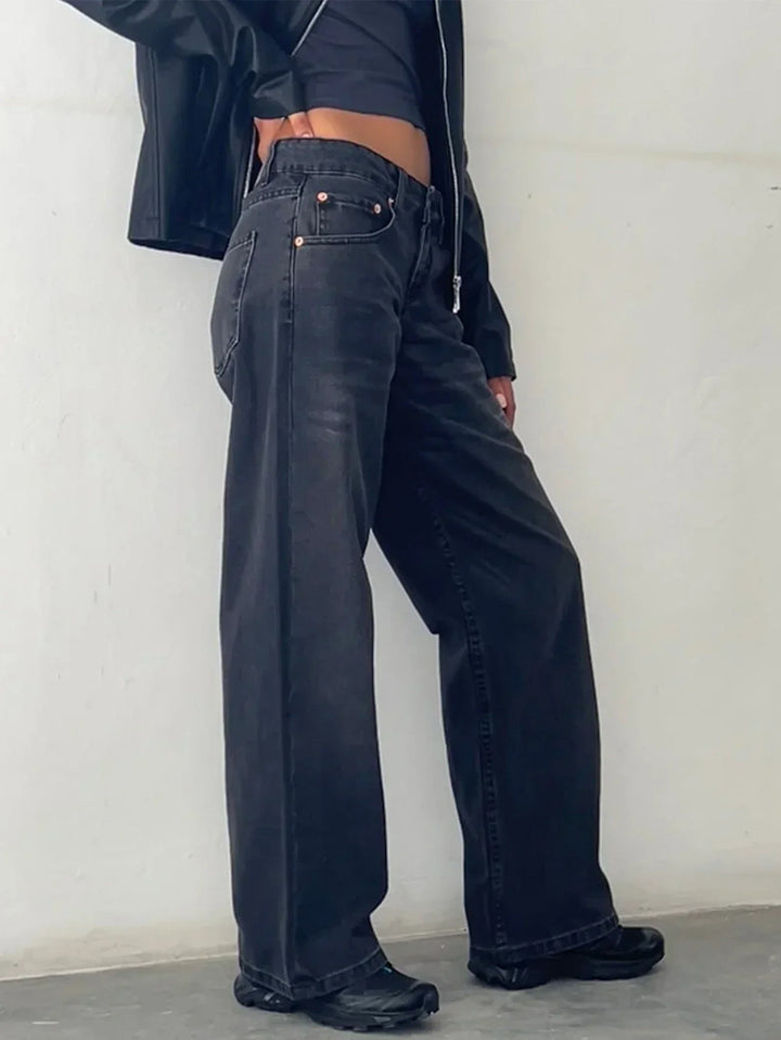 Vintage Wash Baggy Jeans in Charcoal — VerolynBoutique