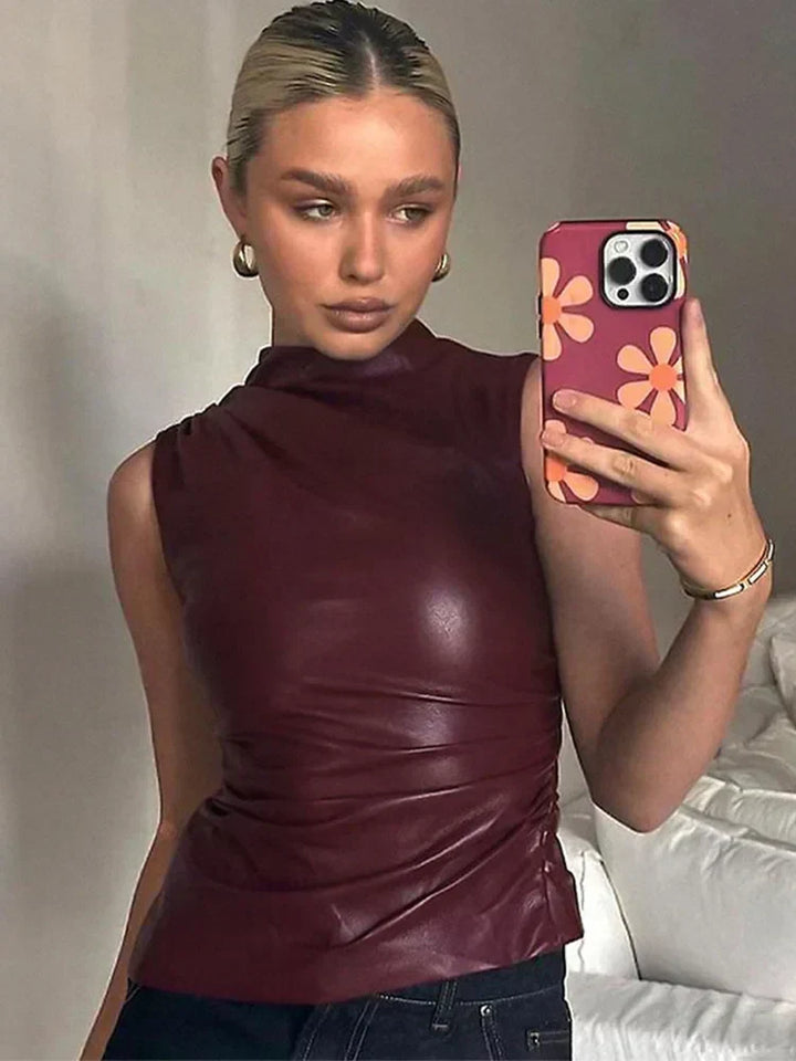 Verolyn - Faux Leather Top